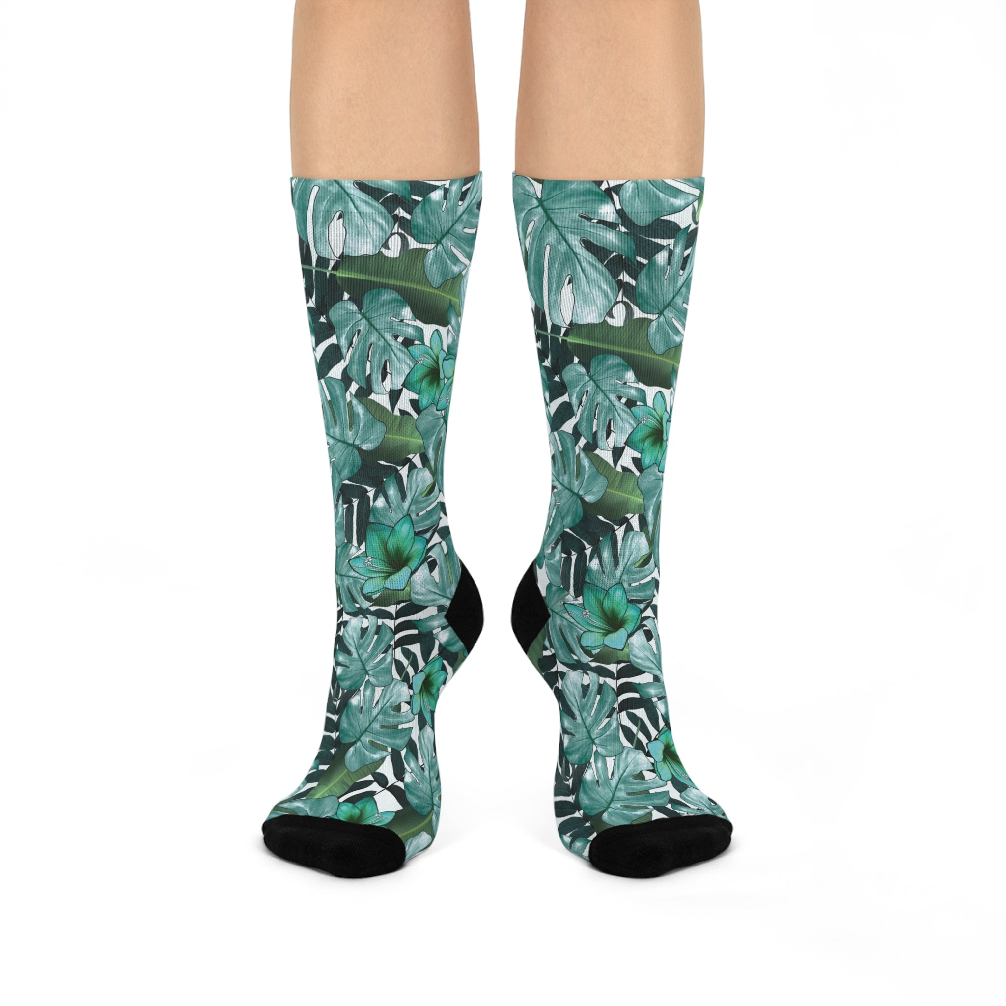 Tropical Botanical Cushioned Crew Socks - Comfort & Style for Nature Lovers